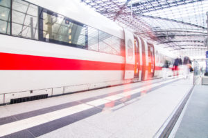 high spees train at rail station